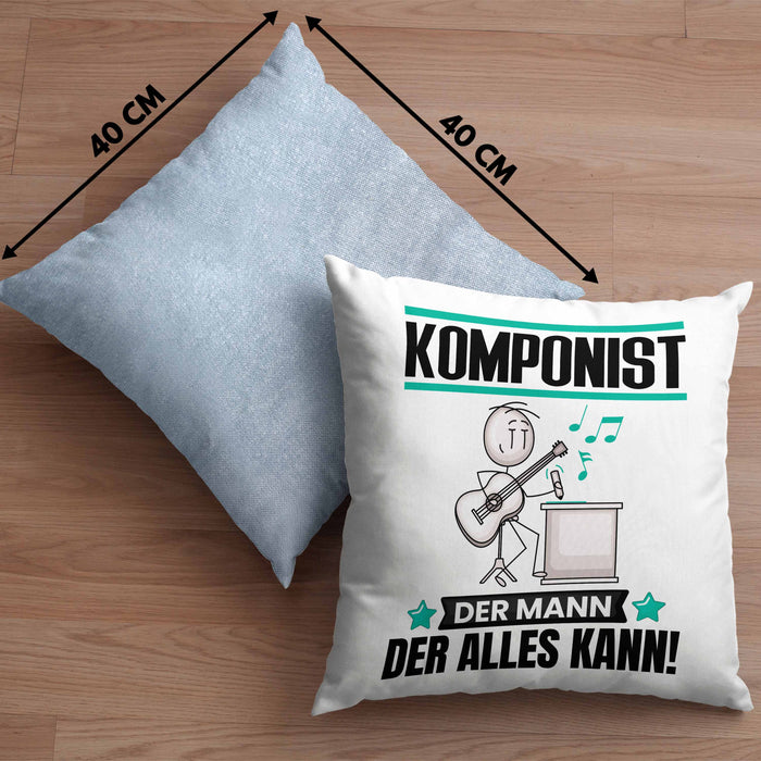Komponist Kissen mit Füllung 40x40 Geschenk für Komponist Der Mann Der Alles Kann Geschenkidee zum Geburtstag (Grau) Blau Trendation