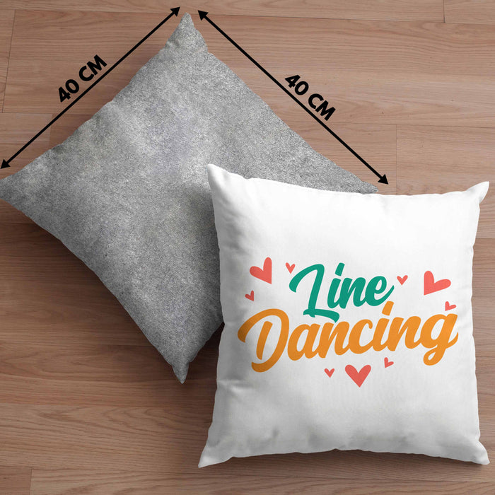 Lustige Line Dance Kissen mit Füllung 40x40 - Tolles Geschenk für Line Dance Enthusiasten "Line Dancing" (Grau) Grau Trendation
