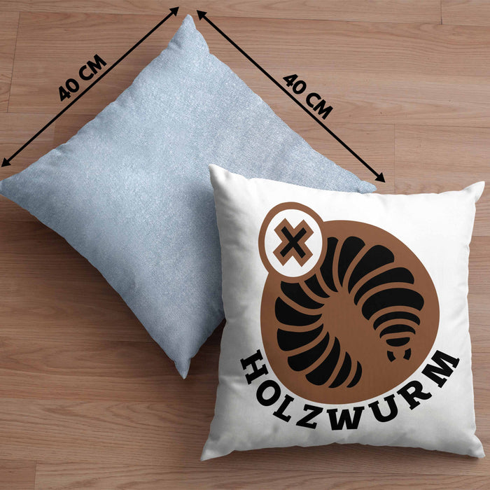 Holzwurm Kreissäge Kissen mit Füllung 40x40 Geschenk Holzarbeiter Geschenkidee Schreiner (Grau) Blau Trendation