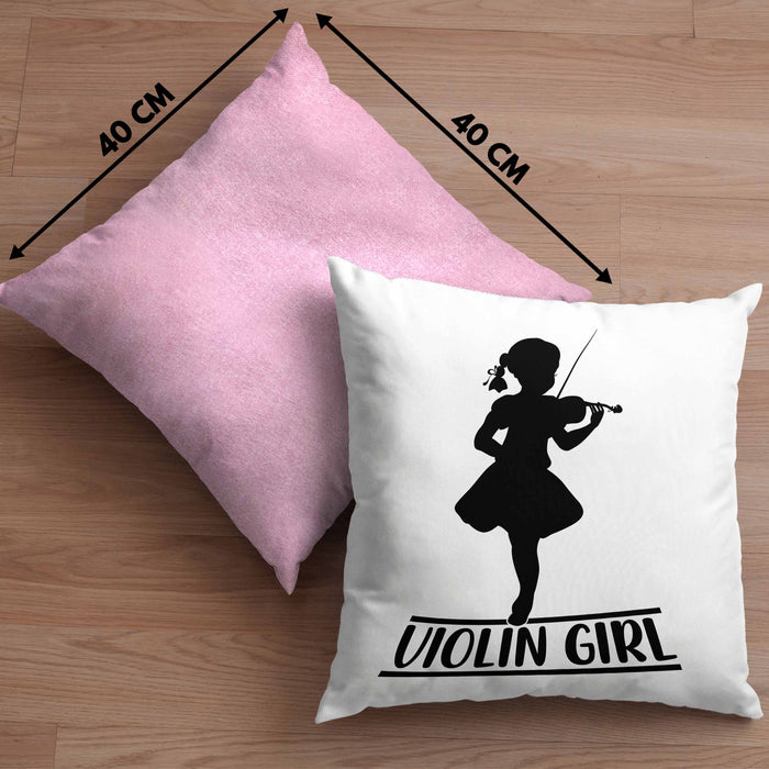 Geigenspieler Geschenk Kissen mit Füllung 40x40 Geigenspielerin Geigen Spruch Violin Girl (Grau) Rosa Trendation