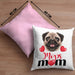 Mops Besitzer Mom Mama Kissen mit Füllung 40x40 Geschenk Lustiger Spruch Geschenkidee Mops Besitzerin (Grau) Rosa Trendation