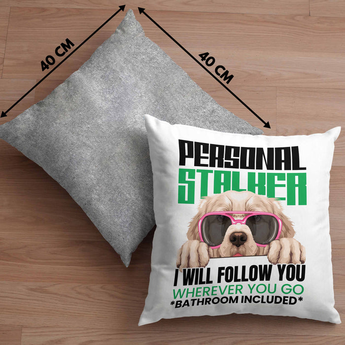 Golden Retriever Besitzerin Kissen mit Füllung 40x40 Geschenk Lustiger Spruch Geschenkidee Personal Stalker (Grau) Grau Trendation