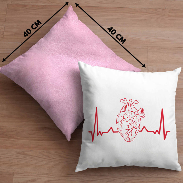 Kardiologe Geschenk Kissen mit Füllung 40x40 Herzschlag Ekg Herz Kardiologie (Grau) Rosa Trendation