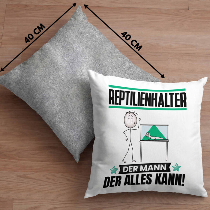 Reptilienhalter Kissen mit Füllung 40x40 Geschenk für Reptilienhalter Der Mann Der Alles Kann Geschenkidee zum Geburtstag (Grau) Grau Trendation
