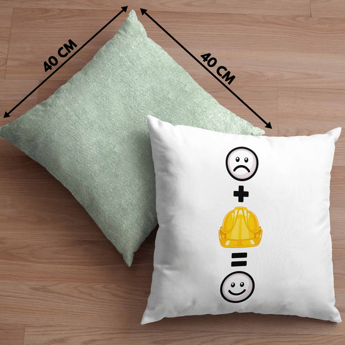 Baustelle Kissen mit Füllung 40x40 Geschenkidee für Bauarbeiter Geburtstag Lustiges Geschenk :( + Sicherheitshelm = :) (Grau) Grün Trendation