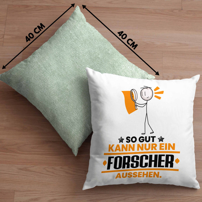 Forscher Geschenk Kissen mit Füllung 40x40 So Gut Kann Nur Ein Forscher Aussehen Geschenkidee (Grau) Grün Trendation
