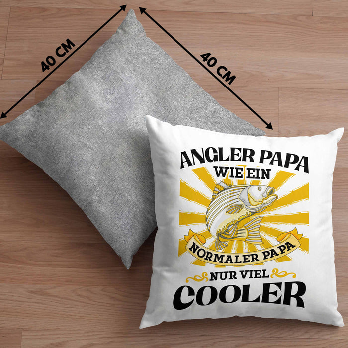 Angler Papa Geschenk Vatertag Geschenkidee von Sohn für Angler-VaterKissen mit Füllung 40x40 (Grau) Grau Trendation