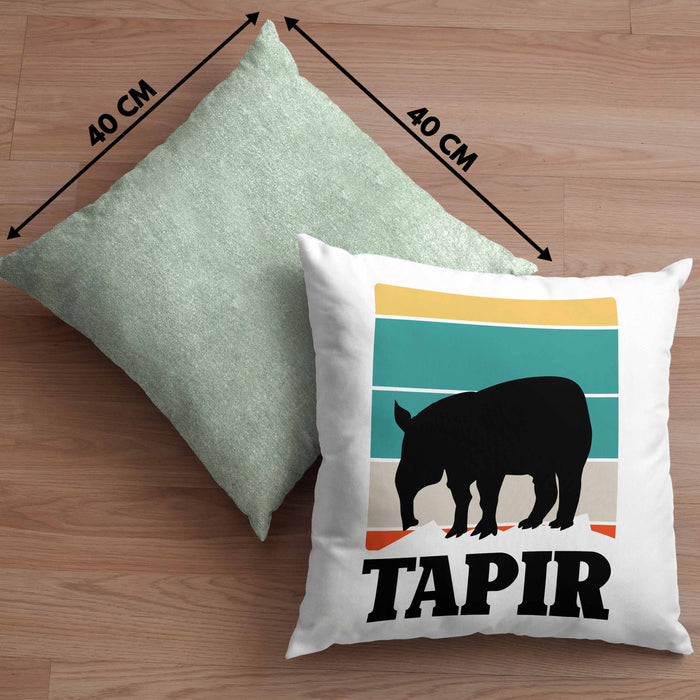 Lustige Tapir Kissen mit Füllung 40x40 Geschenk Tapir Liebhaber Grafik Retro (Grau) Grün Trendation