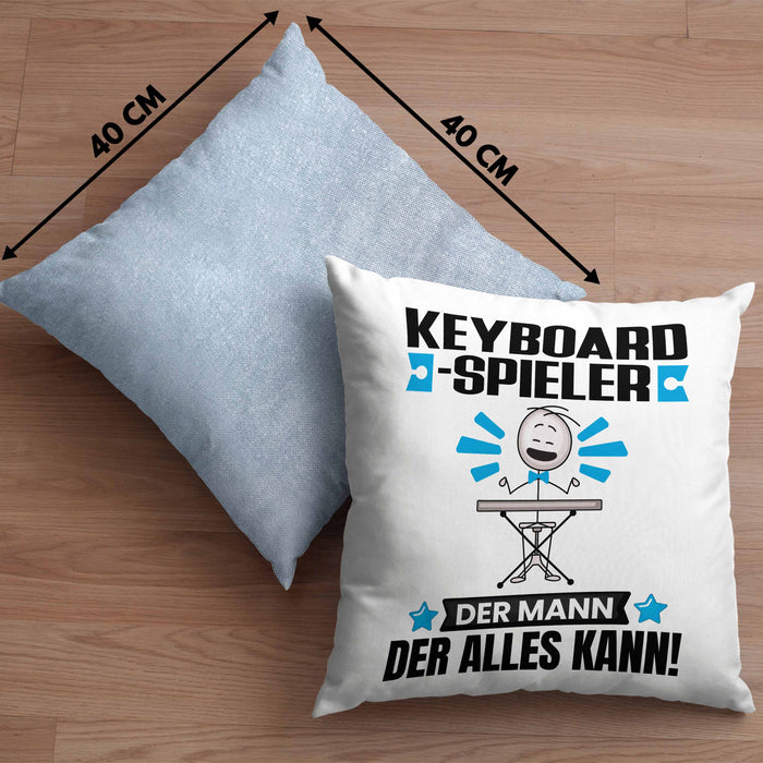 Keyboard-Spieler Kissen mit Füllung 40x40 Geschenk für Keyboard-Spieler Der Mann Der Alles Kann Geschenkidee zum Geburtstag (Grau) Blau Trendation