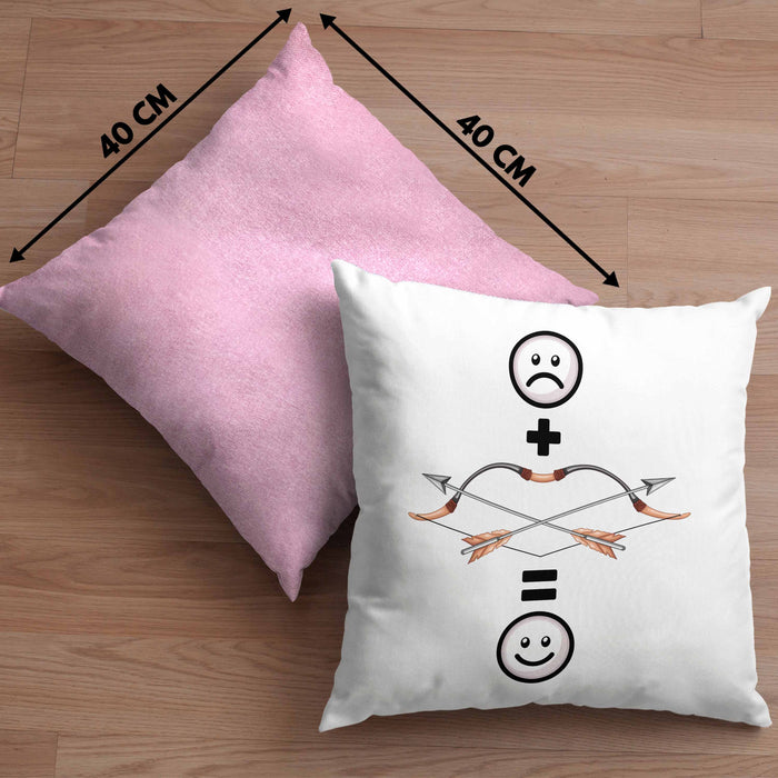 Pfeil und Bogen Kissen mit Füllung 40x40 Geschenk für Bogenschütze :( + Pfeil & Bogen = :) Lustige Geschenkidee Geburtstag (Grau) Rosa Trendation