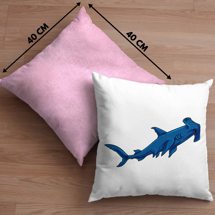 Kissen mit Füllung 40x40 mit Hammerhai und Haifisch Grafik Geschenk für Ozeanliebhaber (Grau) Rosa Trendation