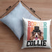 Border Collies Besitzer Kissen mit Füllung 40x40 Geschenk Lustiger Spruch Geschenkidee Retro Vinatge Border Collies (Grau) Blau Trendation