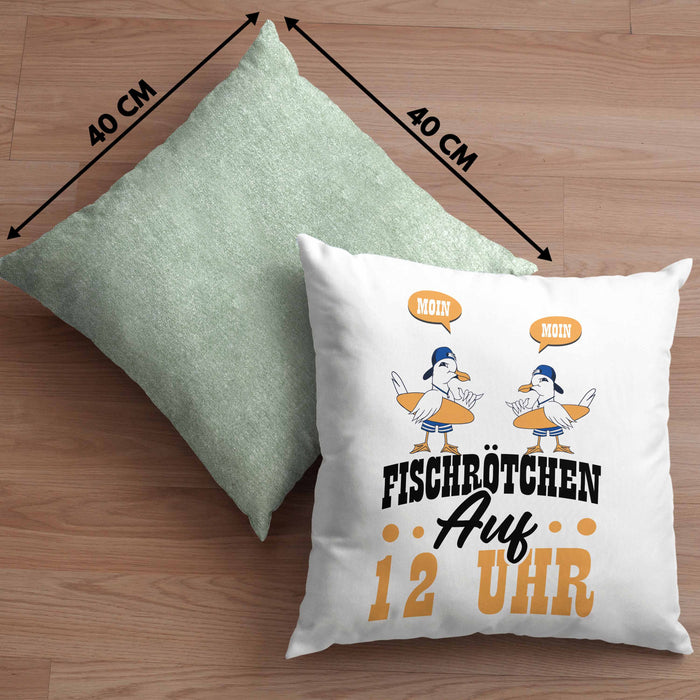 Moin Kissen mit Füllung 40x40 Geschenk Norddeutschland Sylt Norderney Möwen Fischbrötchen Geschenkidee Norddeutschland (Grau) Grün Trendation