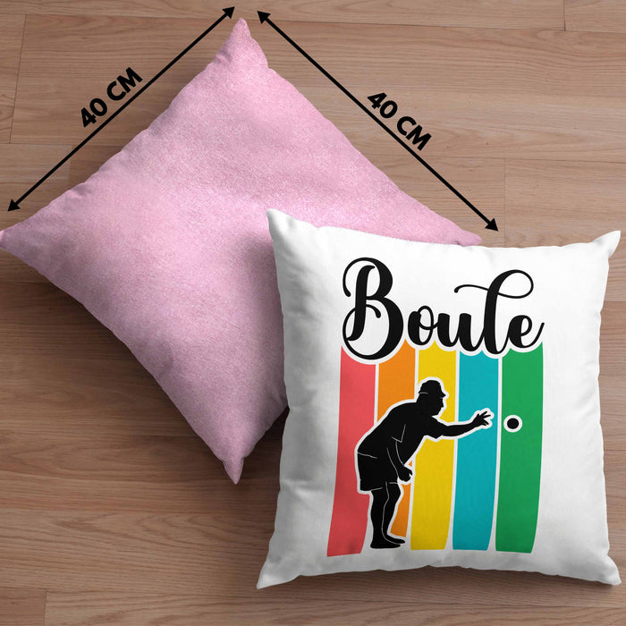 Boule Kissen mit Füllung 40x40 Geschenk Boule-Spieler Geschenkidee Spruch Vintage Boule Grafik (Grau) Rosa Trendation
