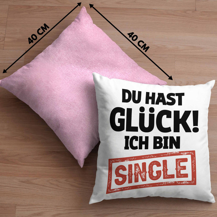 Single Solo Kissen mit Füllung 40x40 Geschenk Kollege Geschenkidee (Grau) Rosa Trendation