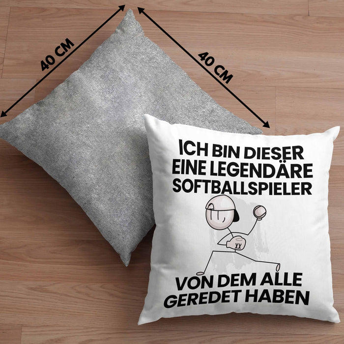 Softballspieler Geschenk Kissen mit Füllung 40x40 Lustige Geschenkidee Geburtstag für Softballspieler Ich Bin Dieser Legendäre Softballspieler Von Dem Alle Geredet Haben (Grau) Grau Trendation