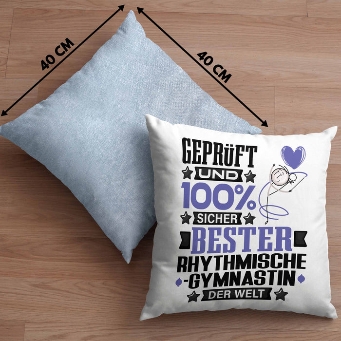 RhythmischeGymnastin Geschenk Lustiger Spruch für RhythmischeGymnastin Geschenkidee Bester RhythmischeGymnastin Der WeltKissen mit Füllung 40x40 (Grau) Blau Trendation