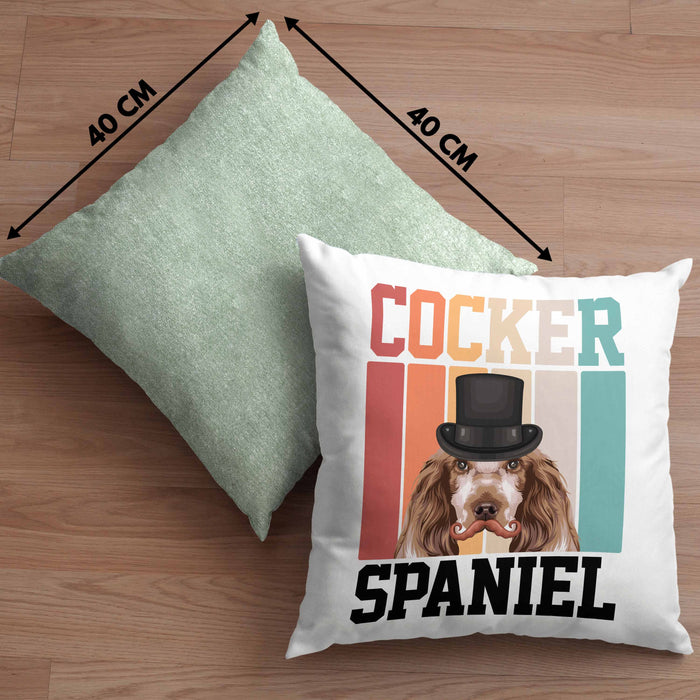 Cocker Spaniel Besitzer Kissen mit Füllung 40x40 Geschenk Lustiger Spruch Geschenkidee Retro Vinatge Cocker Spaniel (Grau) Grün Trendation