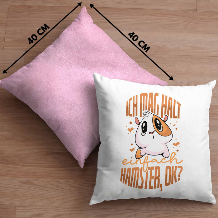 Trendation Lustige Kissen mit Füllung 40x40 für Hamster Besitzer als Geschenkidee Hamster Fan Ich Mag Halt Einfach Hamster (Grau) Rosa Trendation