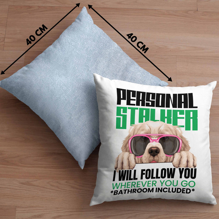 Golden Retriever Besitzerin Kissen mit Füllung 40x40 Geschenk Lustiger Spruch Geschenkidee Personal Stalker (Grau) Blau Trendation