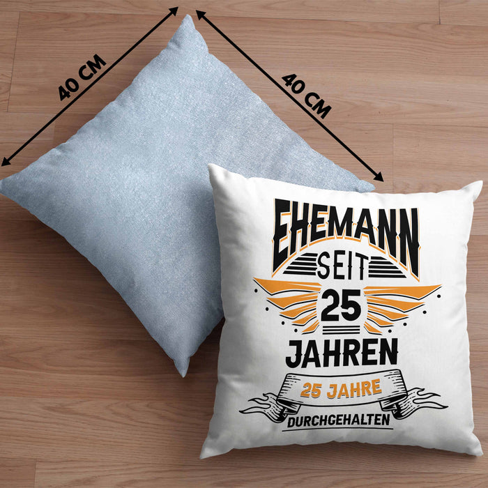 Ehemann Seit 25 Jahre Hochzeitstag Geschenk Lustiger Spruch Bester Ehemann JubiläumKissen mit Füllung 40x40 (Grau) Blau Trendation