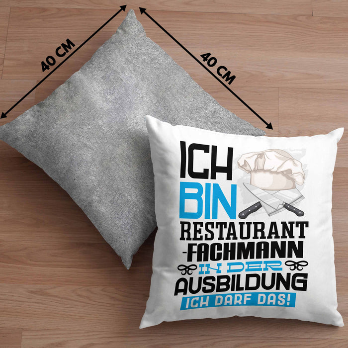Restaurantfachmann Ausbildung Kissen mit Füllung 40x40 Geschenk Ich Bin Restaurantfachmann In Der Ausbildung Ich Darf Das Geschenkidee Spruch (Grau) Grau Trendation