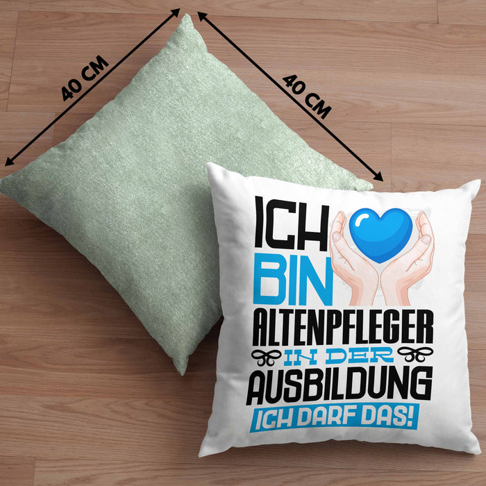 Altenpfleger Ausbildung Kissen mit Füllung 40x40 Geschenk Ich Bin Altenpfleger In Der Ausbildung Ich Darf Das Geschenkidee Spruch (Grau) Grün Trendation