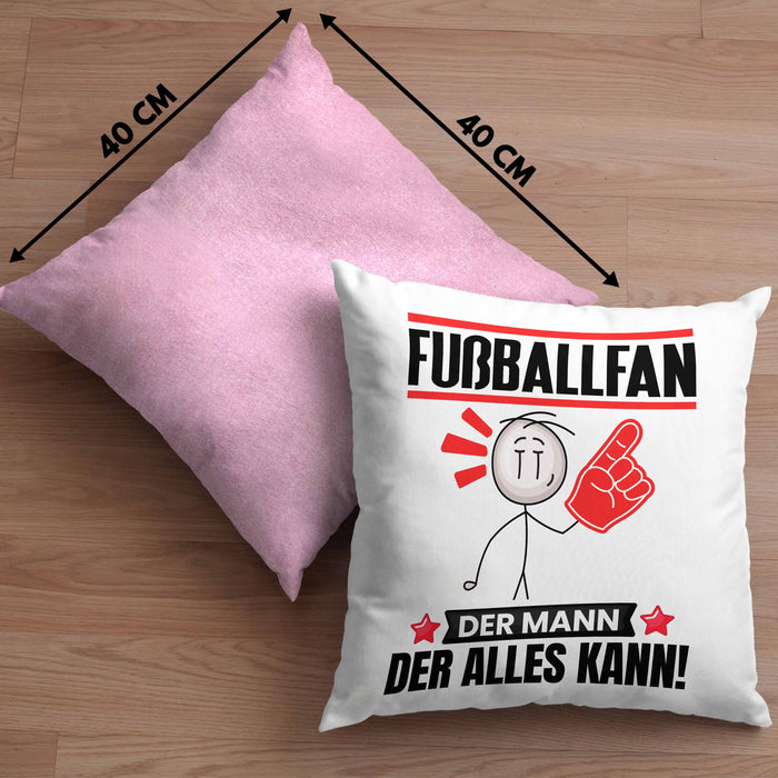 Fußballfan Kissen mit Füllung 40x40 Geschenk für Fußballfan Der Mann Der Alles Kann Geschenkidee zum Geburtstag (Grau) Rosa Trendation