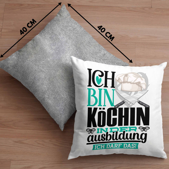 Köchin Ausbildung Start Geschenk Kissen mit Füllung 40x40 Ich Bin Köchin In Der Ausbildung Ich Darf Das Geschenkidee (Grau) Grau Trendation