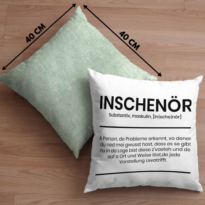 Ingenieur Kissen mit Füllung 40x40 Geschenk Ineschenör Geschenkidee Sprüche Ingenieurswesen Geschenkidee Definition (Grau) Grün Trendation