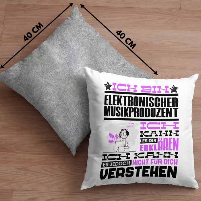 Elektronischer Musikproduzent Geschenk Kissen mit Füllung 40x40 Lustige Geschenkdiee für einen Elektronischer Musikproduzent Geburtstag Ich Bin Elektronischer Musikproduzent Ich Kann Es Dir Erklären Aber Nicht Für Dich Verstehen (Grau) Grau Trendation