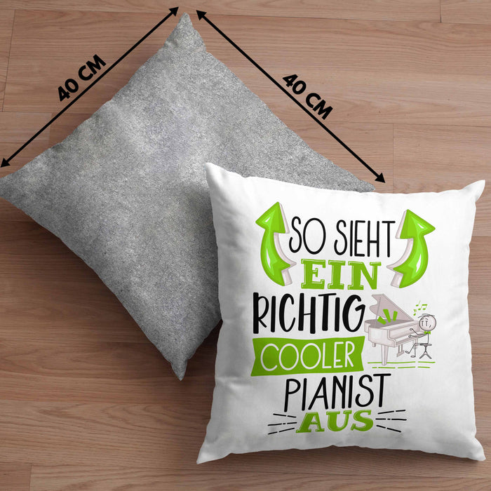 So Sieht Ein Richtig Cooler Pianist Aus Kissen mit Füllung 40x40 Geschenk für Pianist Geburtstag Geschenkdiee Piano Klavierspieler (Grau) Grau Trendation