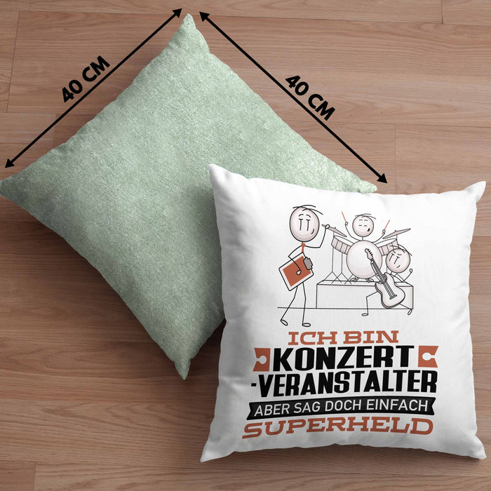 Konzertveranstalter Geschenk Kissen mit Füllung 40x40 Ich Bin Konzertveranstalter Aber Sag Doch Einfach Superheld Lustige Geschenkdiee für Konzertveranstalter (Grau) Grün Trendation
