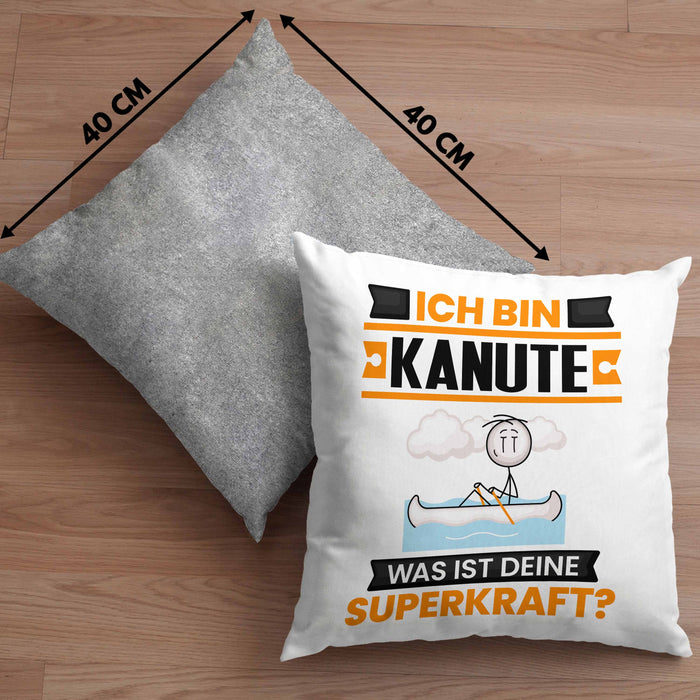 Kanute Kissen mit Füllung 40x40 Geschenk für Kanute Geburtstag Lustiger Spruch Was Ist Deine Superkraft (Grau) Grau Trendation