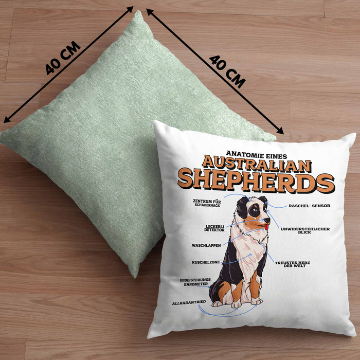 Lustige Kissen mit Füllung 40x40 für Australian Shepherd Liebhaber Geschenkidee (Grau) Grün Trendation
