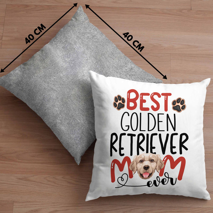 Golden Retriever Mom Besitzerin Kissen mit Füllung 40x40 Geschenk Lustiger Spruch Geschenkidee Besitzerin Golden Retriever Mama (Grau) Grau Trendation