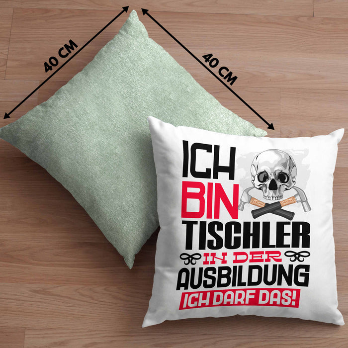 Tischler Ausbildung Kissen mit Füllung 40x40 Geschenk Ich Bin Tischler In Der Ausbildung Ich Darf Das Geschenkidee Spruch (Grau) Grün Trendation