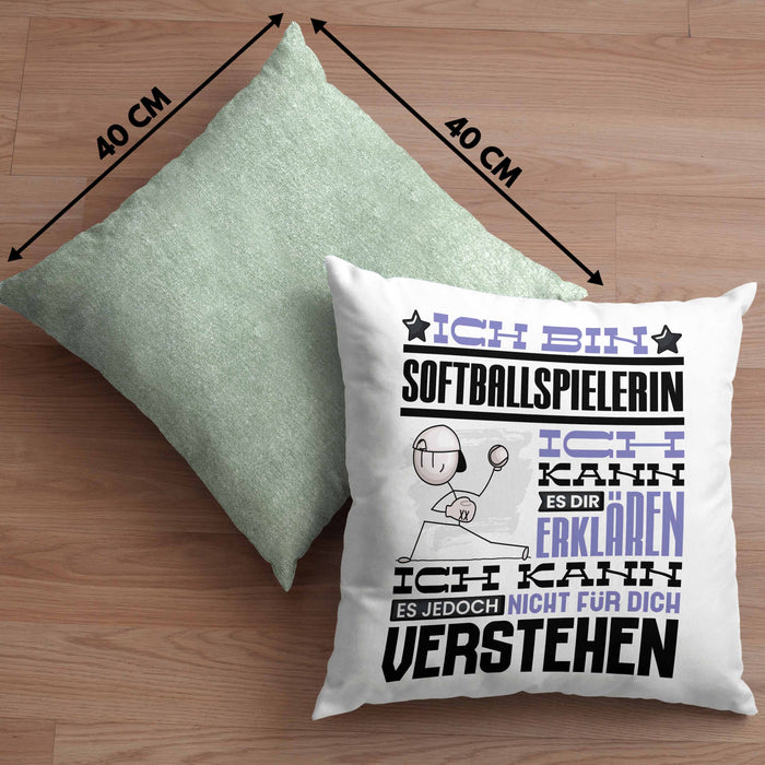 Softballspielerin Geschenk Kaffee-Kissen mit Füllung 40x40 Geschenkidee für Softballspielerin Ich Bin Softballspielerin Ich Kann Es Dir Erklären Jedoch Nicht Für Dich Verstehen Spruch Lustig (Grau) Grün Trendation