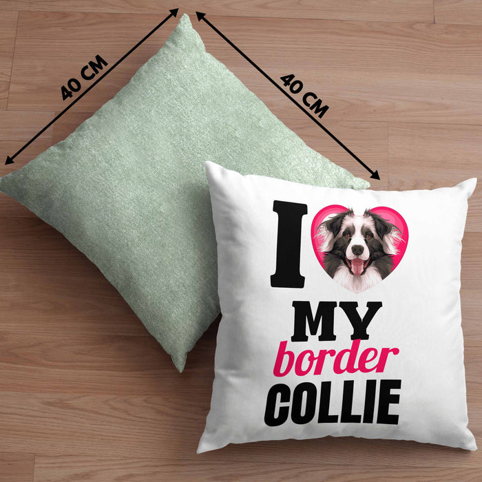 Border Collies Besitzerin Kissen mit Füllung 40x40 Geschenk Lustiger Spruch Geschenkidee I Love My Border Collies (Grau) Grün Trendation