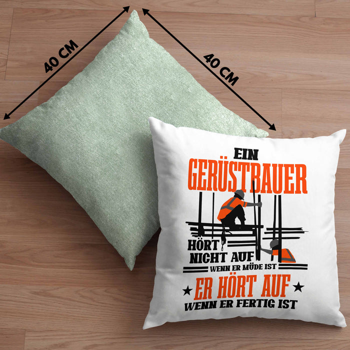 Kissen mit Füllung 40x40 für Gerüstbauer Geschenk Spuch Männer Gerüstbau (Grau) Grün Trendation