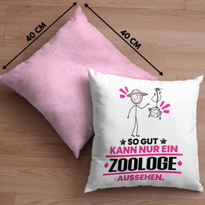 Zoologe Geschenk Kissen mit Füllung 40x40 So Gut Kann Nur Ein Zoologe Aussehen Geschenkidee (Grau) Rosa Trendation