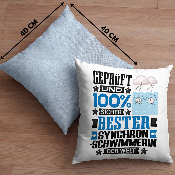 Synchronschwimmerin Geschenk Lustiger Spruch für Synchronschwimmerin Geschenkidee Bester Synchronschwimmerin Der WeltKissen mit Füllung 40x40 (Grau) Blau Trendation