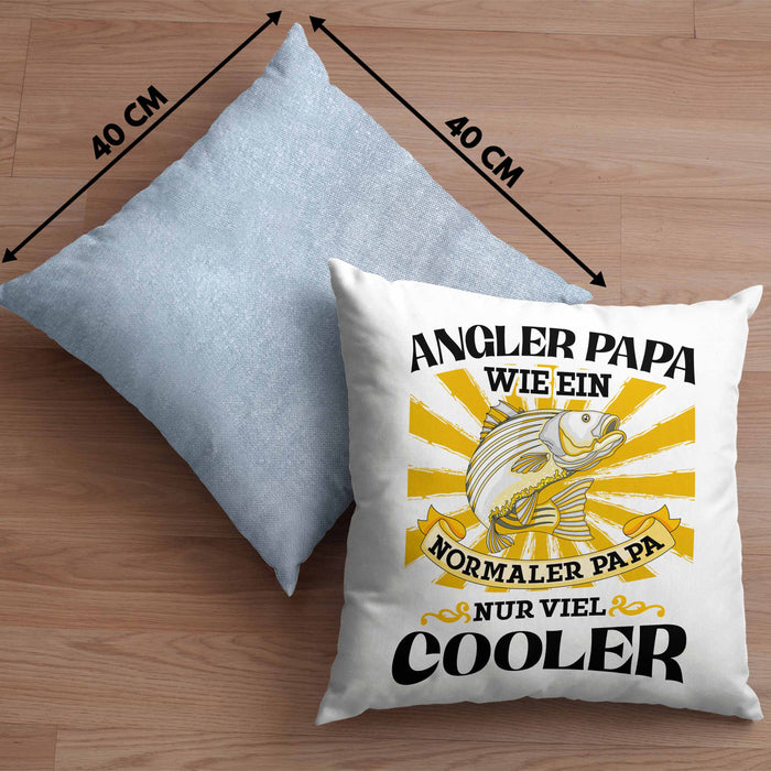 Angler Papa Geschenk Vatertag Geschenkidee von Sohn für Angler-VaterKissen mit Füllung 40x40 (Grau) Blau Trendation