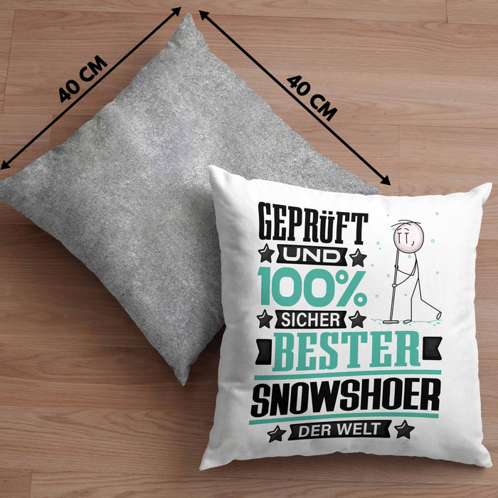 Snowshoer Geschenk Lustiger Spruch für Snowshoer Geschenkidee Bester Snowshoer Der WeltKissen mit Füllung 40x40 (Grau) Grau Trendation