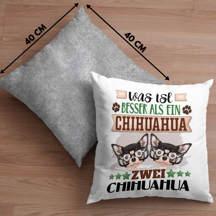 Chihuahua Besitzer Kissen mit Füllung 40x40 Geschenk Lustiger Spruch Geschenkidee Was Ist Besser Als Ein Chihuahua (Grau) Grau Trendation