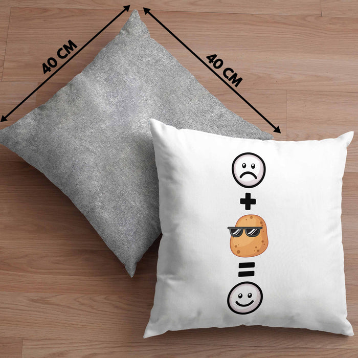 Kartoffel Kissen mit Füllung 40x40 Geschenk für Kartoffel-Fans Lustige Geschenkidee :( + Kartoffel = :) Geburtstag (Grau) Grau Trendation