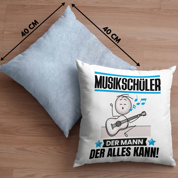 Musikschüler Kissen mit Füllung 40x40 Geschenk für Musikschüler Der Mann Der Alles Kann Geschenkidee zum Geburtstag (Grau) Blau Trendation