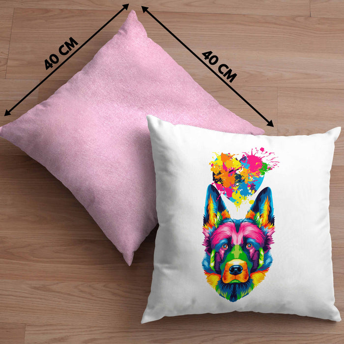 Schäferhund Herz Farbe Besitzer Kissen mit Füllung 40x40 Geschenk Lustiger Spruch Geschenkidee Schäferhund Liebhaber (Grau) Rosa Trendation