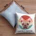 Französische Bulldogge Besitzer Kissen mit Füllung 40x40 Geschenk Lustiger Spruch Geschenkidee Französische Bulldogge Mama Papa (Grau) Blau Trendation