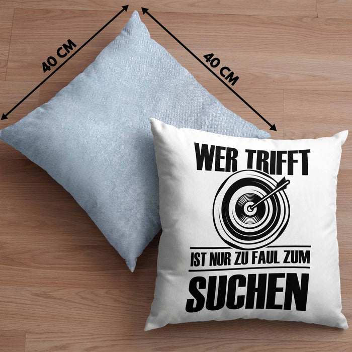 Bogenschießen Kissen mit Füllung 40x40 mit Bogenschütze Spruch - Geschenk für Pfeil und Bogen Fans (Grau) Blau Trendation